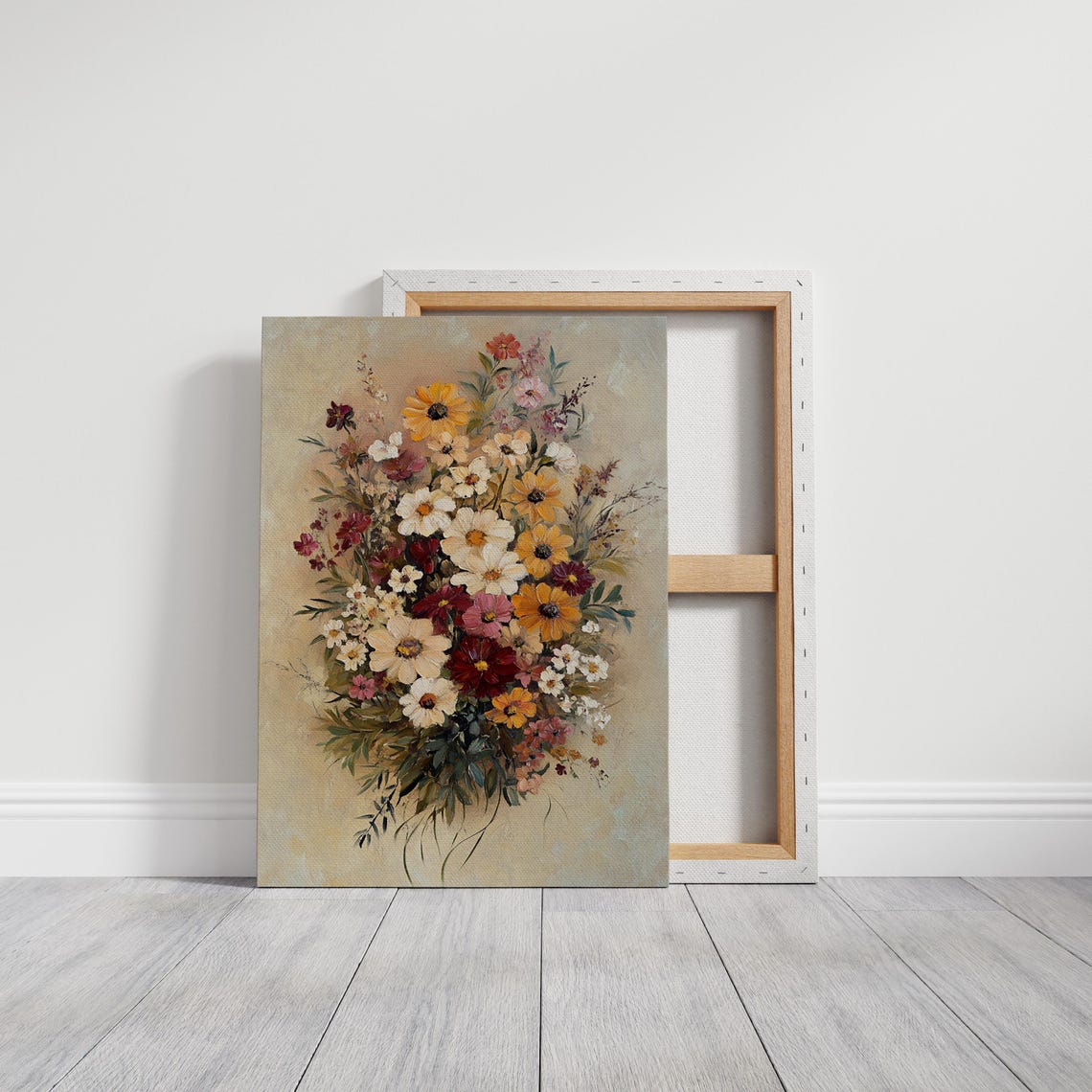 Vintage Wildflower Bouquet Rustic Floral Oil Painting Poster - Image 6