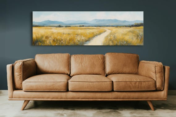 Golden Wheat Field Rustic Countryside Landscape Art Serene Nature Wall Decor Impressionist Rural Meadow Print