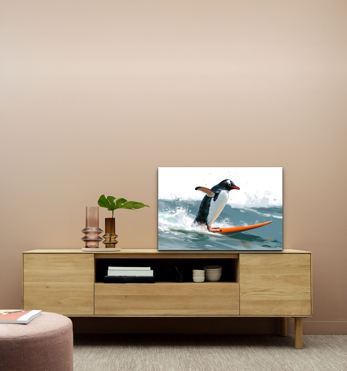 Surfing Penguin Retro Surf Beach Kids Decor - Image 3
