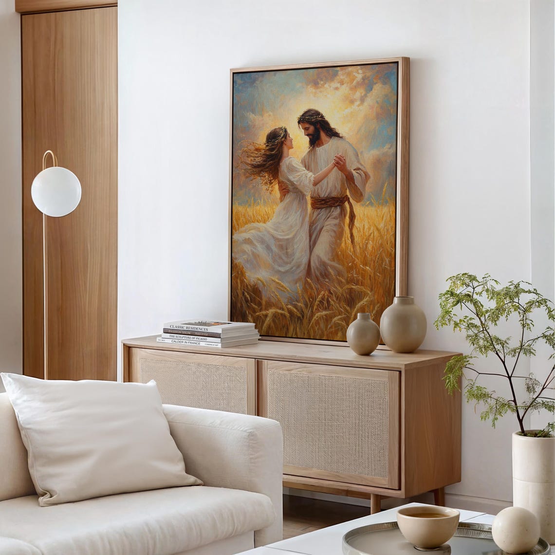 Jesus Dancing Joyfully With a Woman in a Sunlit Wheat Field Poster - Image 5