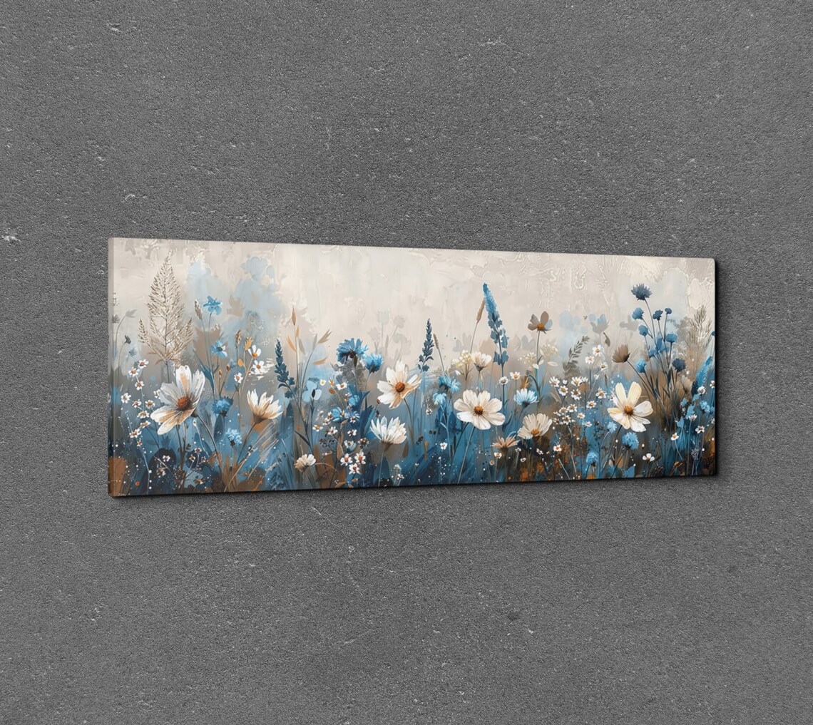 Vintage Wildflower Scene, Nature Landscape Art Print - Image 3
