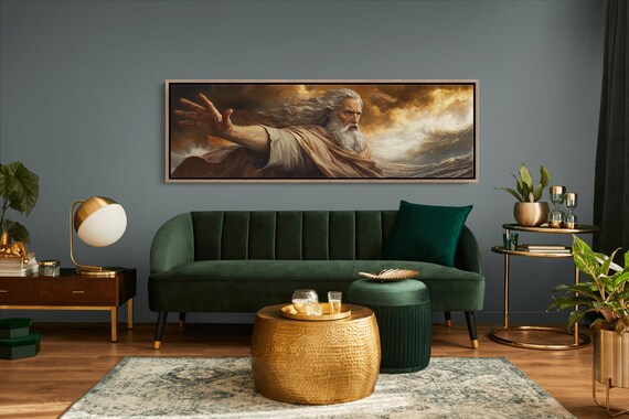 Moses Parting The Red Sea Epic Biblical Miracle Stormy Ocean Art Poster