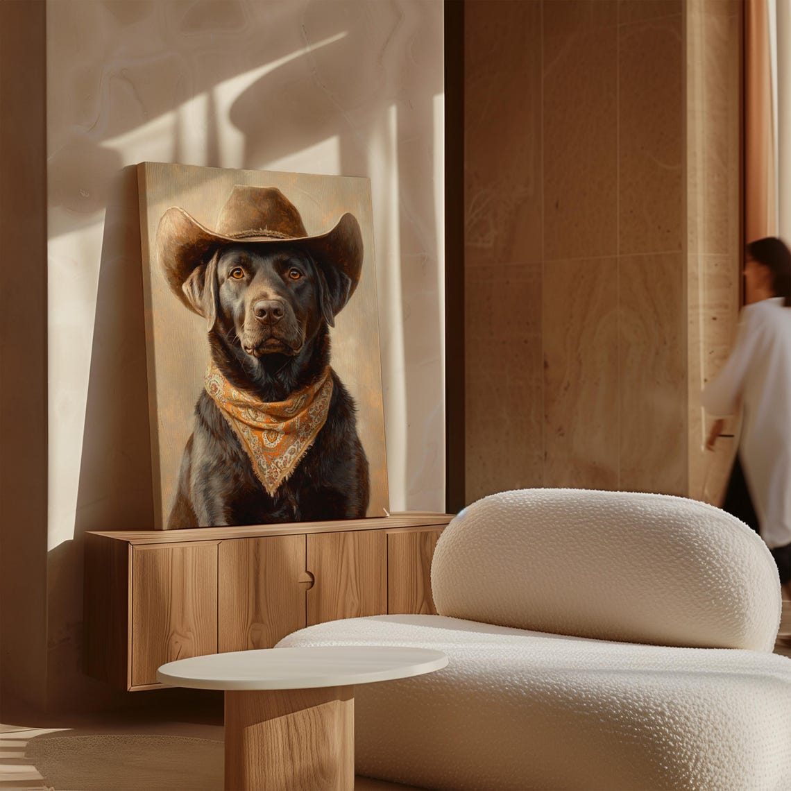 Chocolate Lab Cowboy Orange Bandana Rustic Western Dog Poster - Image 5