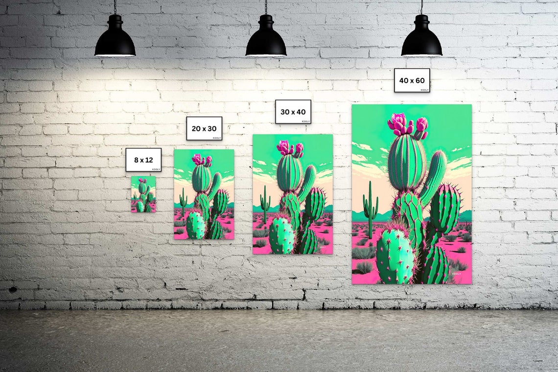 Neon Desert Cactus Pop Art Pink Green Southwest Bloom Poster - Image 6