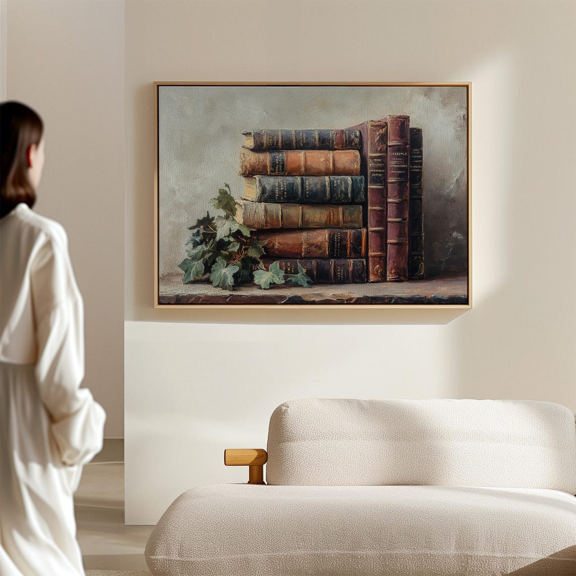 Antique Books Stack With Ivy Rustic Library Still Life Poster - Image 5