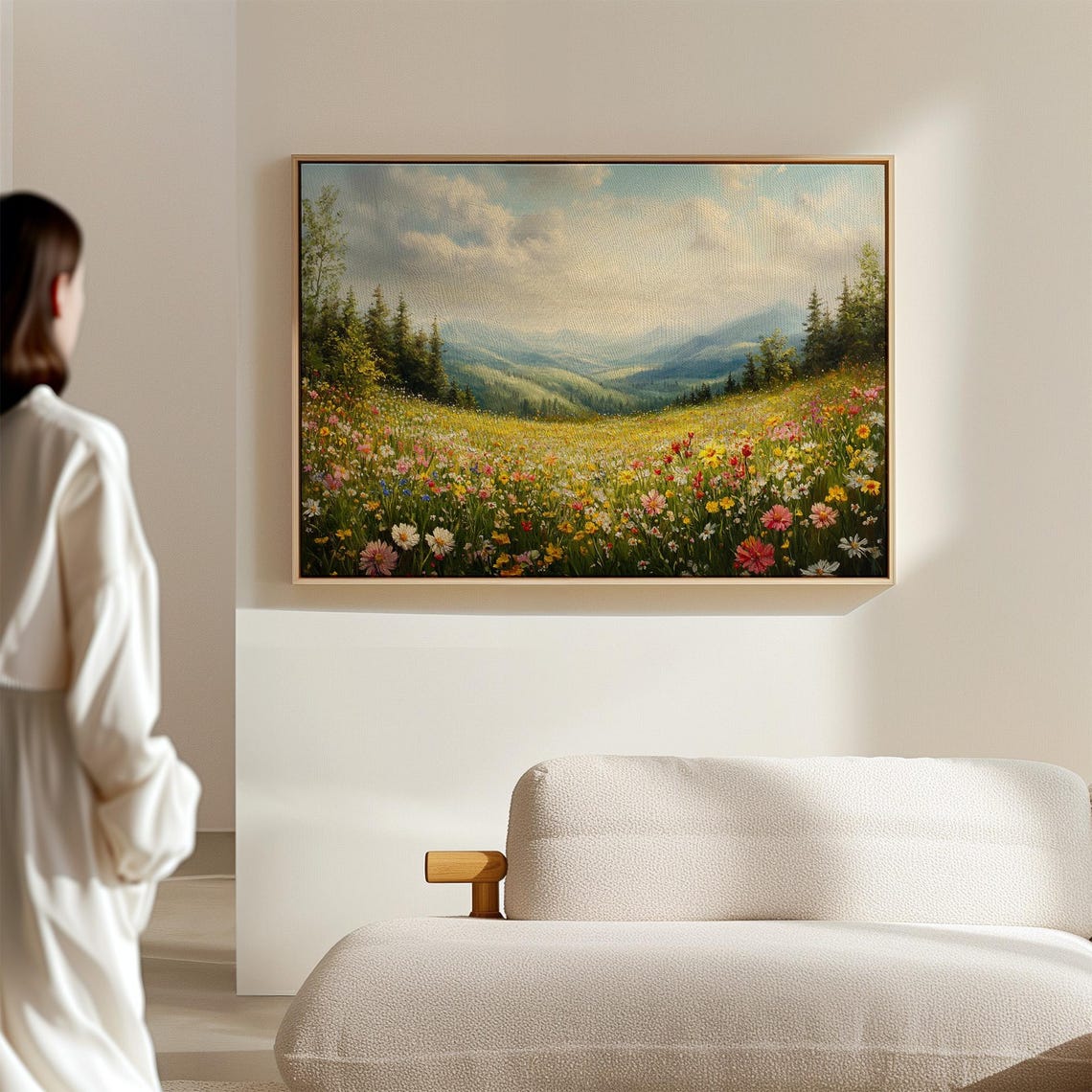 Vibrant Wildflower Meadow Alpine Valley Blue Mountains Poster - Image 4