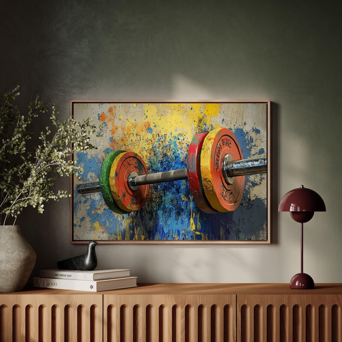 Vibrant Barbell Colorful Plates Abstract Fitness Gym Decor Poster - Image 3