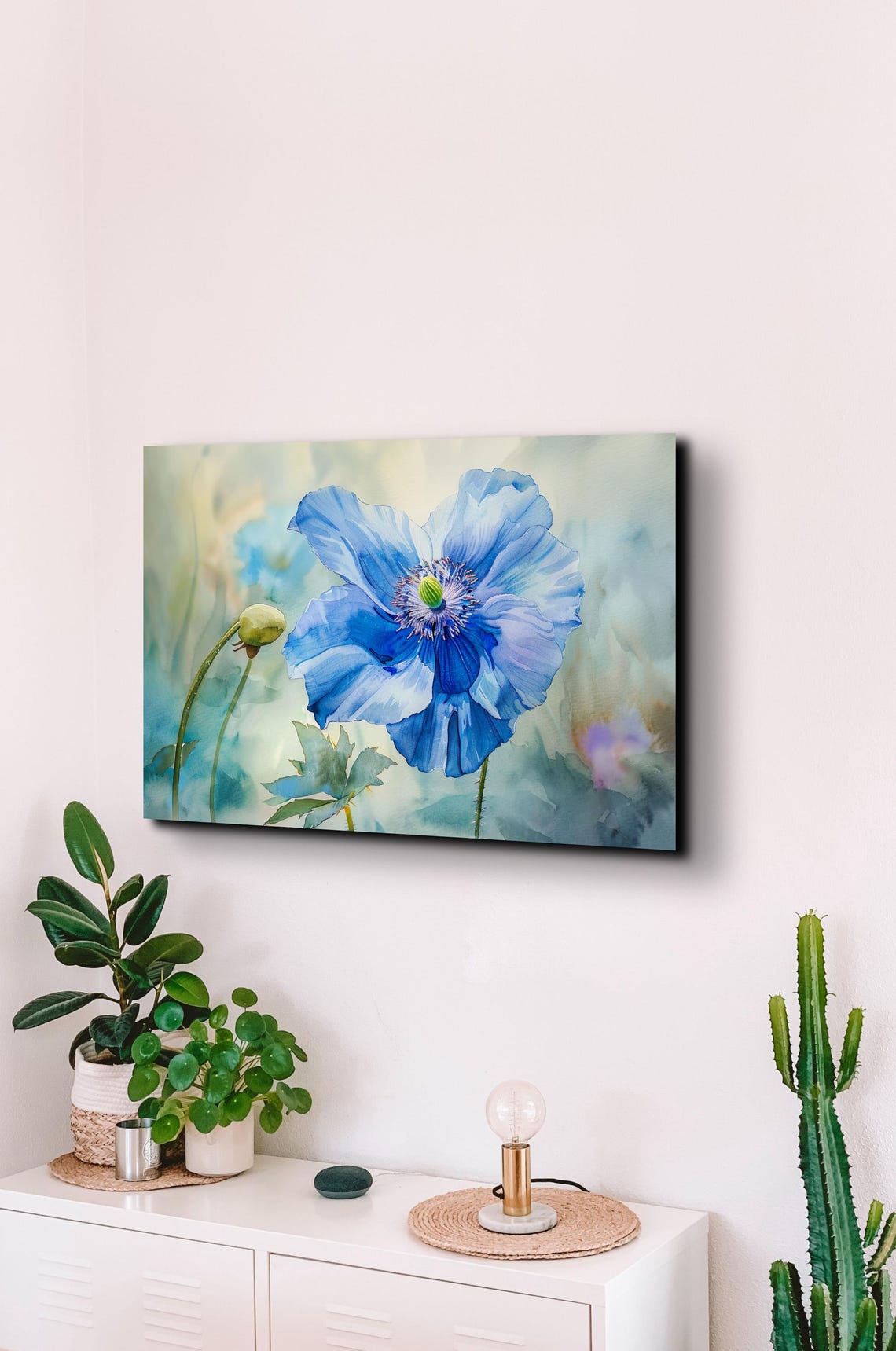 Blue Himalayan Poppy Watercolor Bloom Square Botanical Poster - Image 7