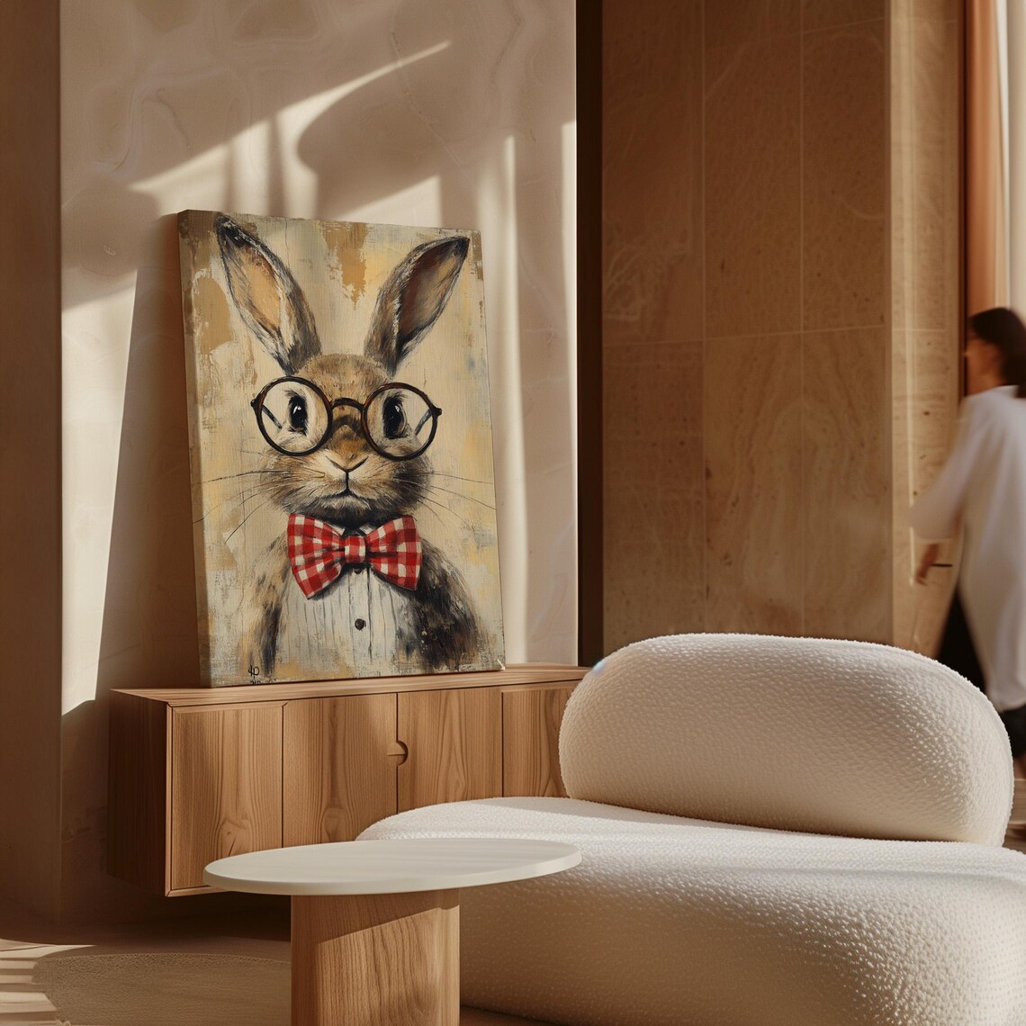 Rustic Rabbit Portrait With Glasses, Vintage Art Print - Image 7