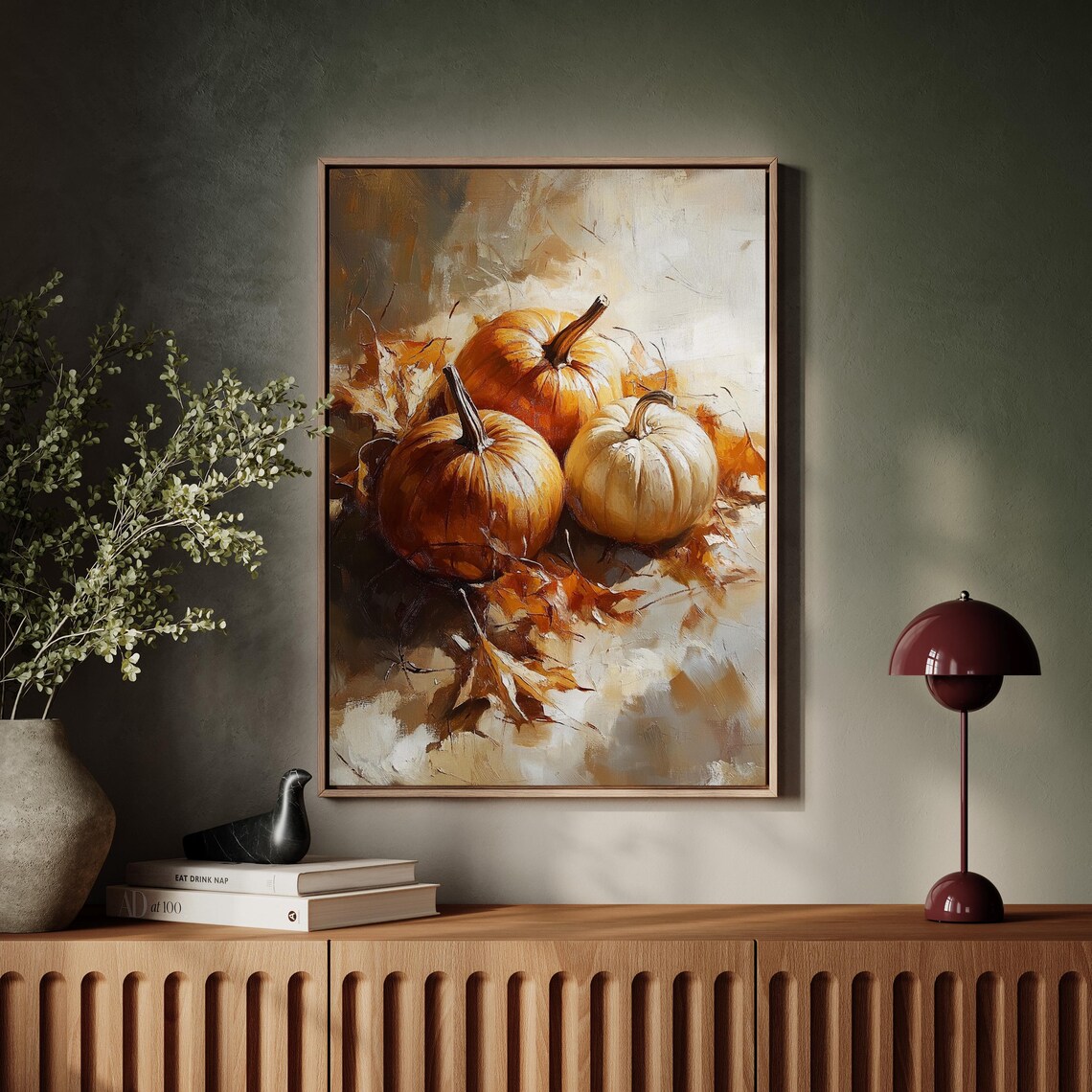 Autumn Pumpkins And Leaves Rustic Fall Art Print - Image 5
