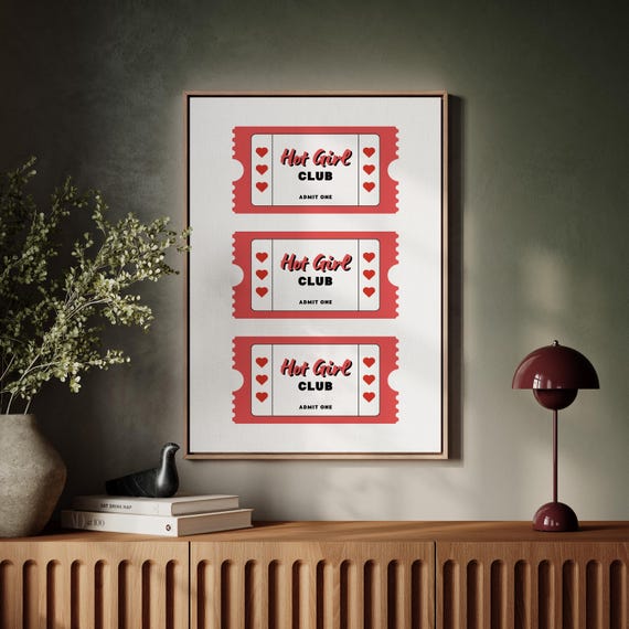 Hot Girl Club Ticket Retro Admit One Print