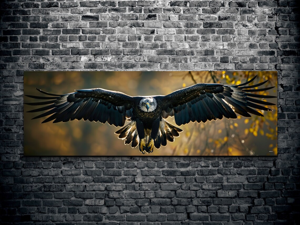 Flying Eagle Panorama, Nature Bird Art Print - Image 2