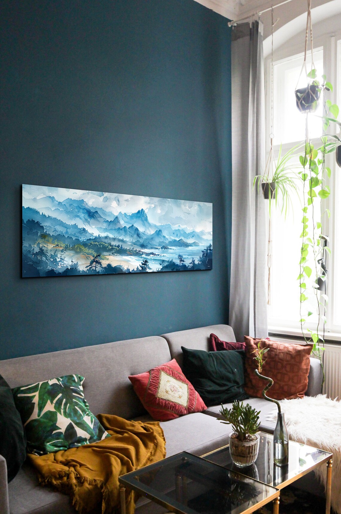 Panoramic Coast Range Mid Century Modern Mountain Wall Art