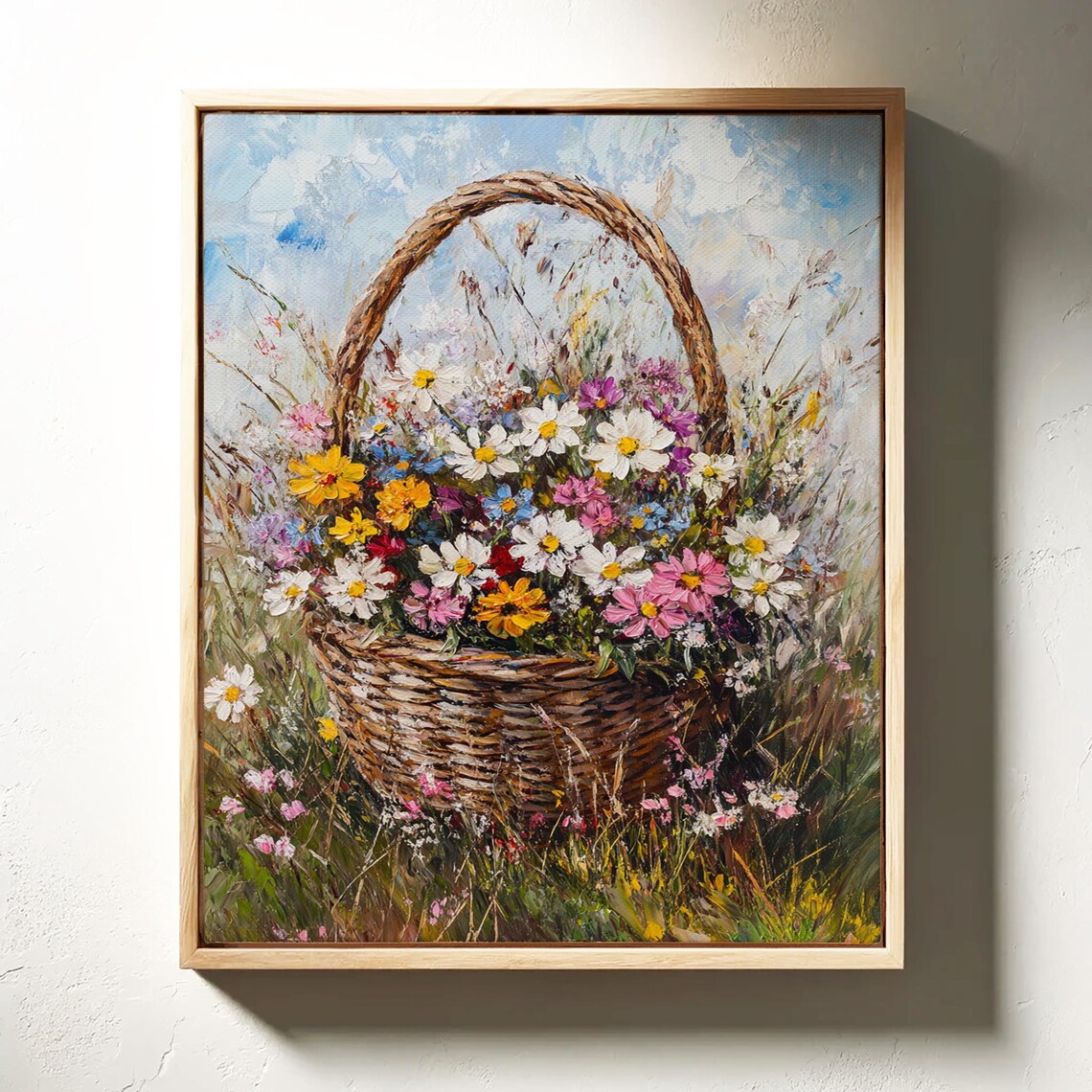 Wildflower Bouquet In Woven Basket Meadow Blooms Floral Still Life Poster - Image 4