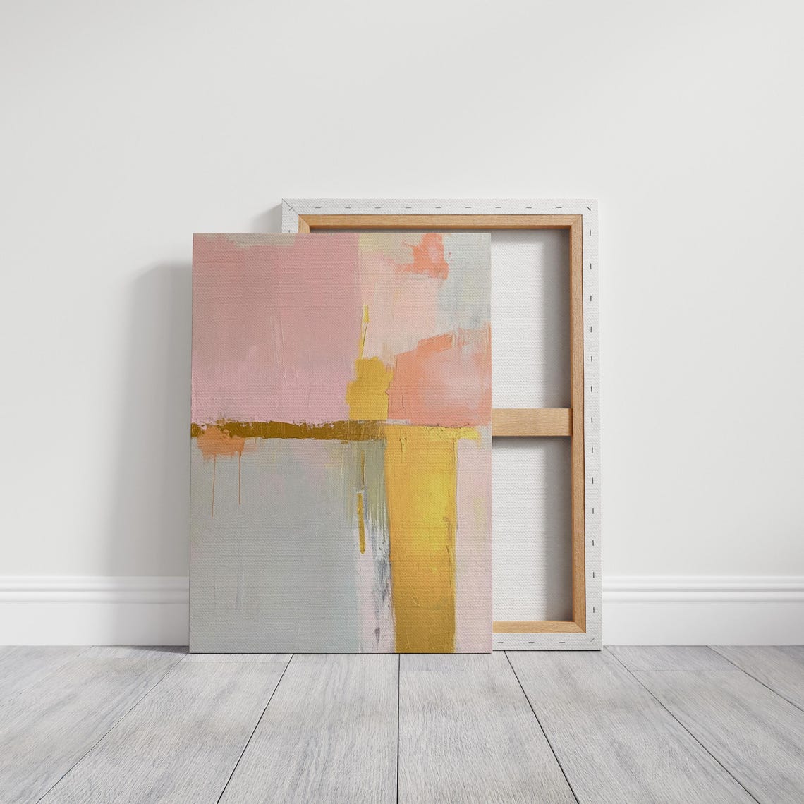 Pink Gold Abstract Minimalist Textured Modern Pastel Art Poster - Image 3