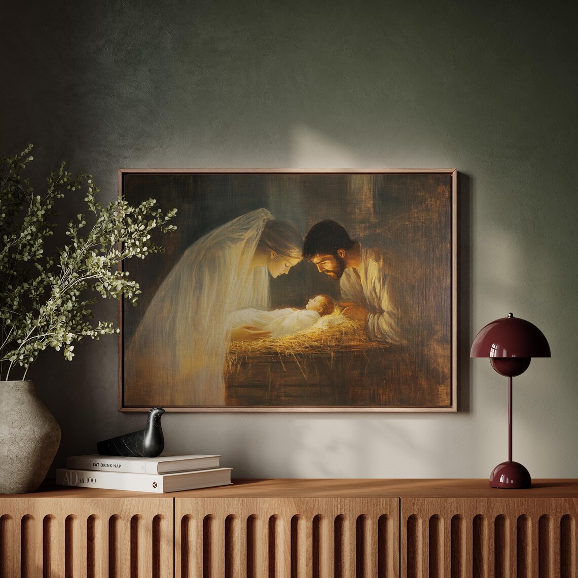 Holy Family Nativity Scene Baby Jesus In Manger Christmas Wall Art - Image 5
