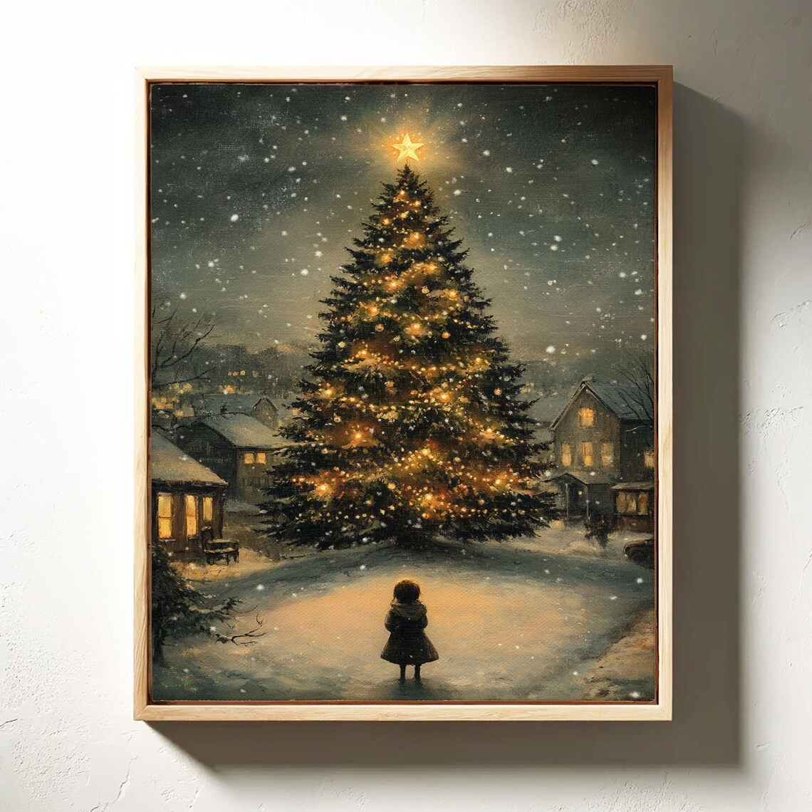 Cozy Christmas Tree Art, Festive Winter Night - Image 4