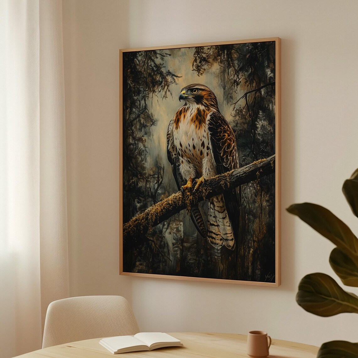 Majestic Hawk, Rustic Forest Decor Art Print