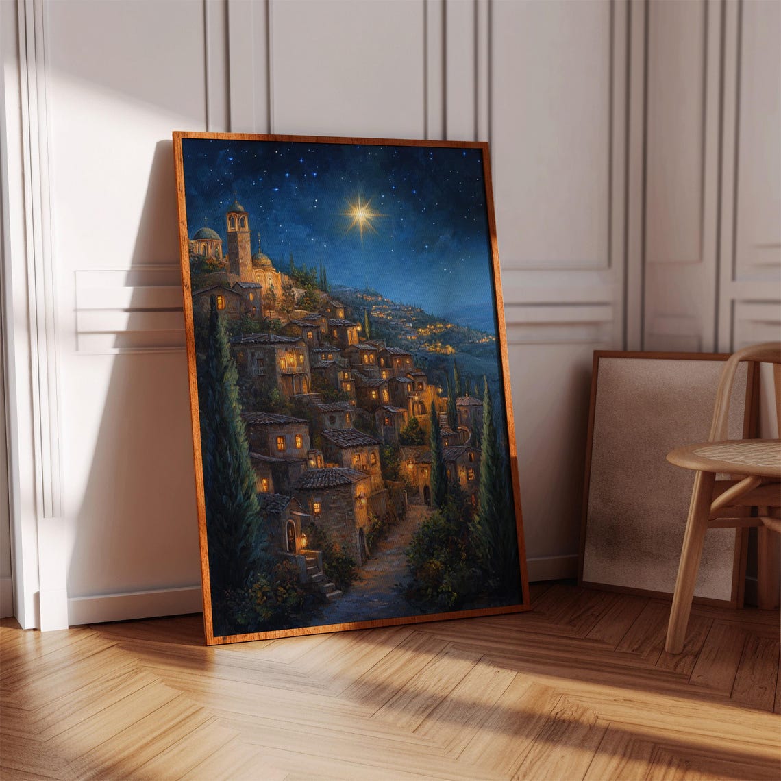 Bethlehem Nativity Village Under Bright Star O Holy Night Poster