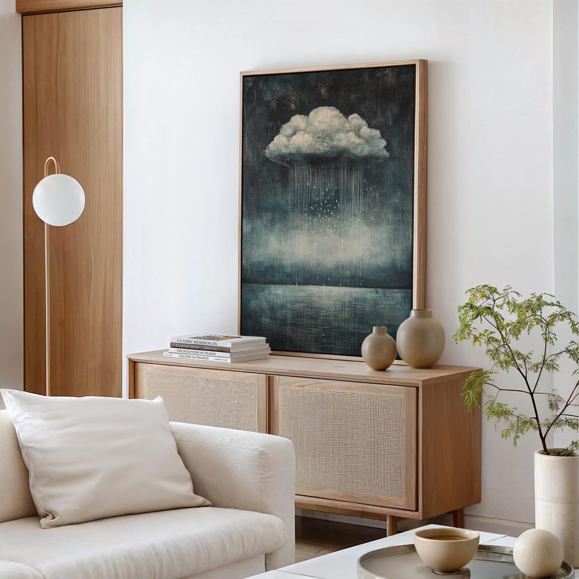 Lonely Rain Cloud Over Dark Water Moody Minimalist Sky Art Poster - Image 6