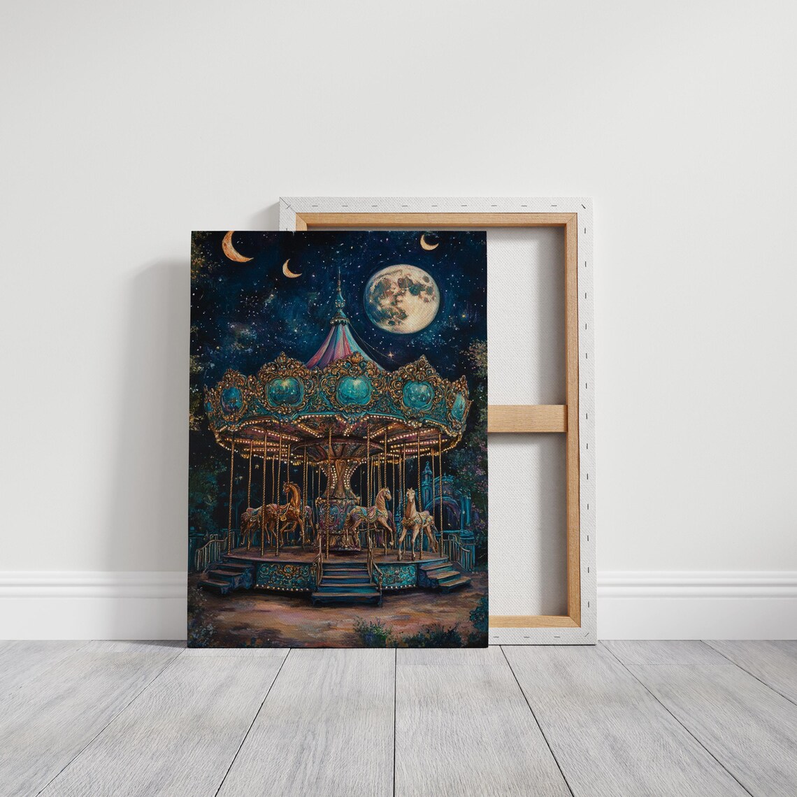 Magical Carousel Under The Moonlit Sky, Travel Poster - Image 3