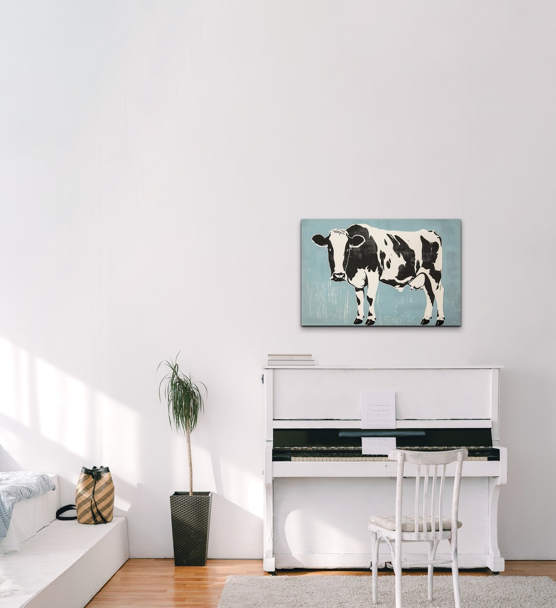 Holstein Friesian Cow Pop Art Style Blue Background Farm Poster - Image 3