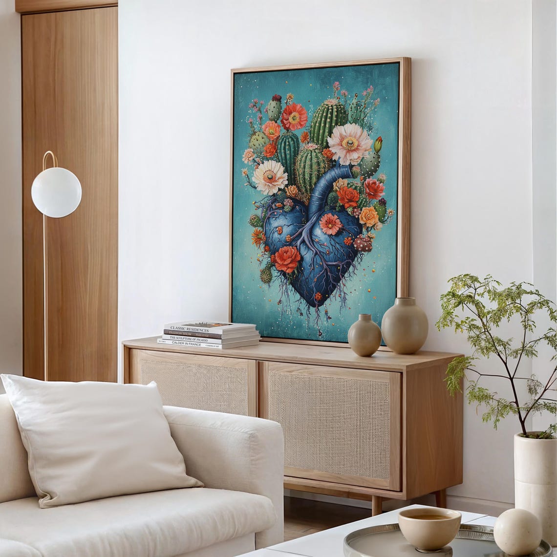 Blue Anatomical Heart Cactus Bloom Botanical Desert Art Poster - Image 5