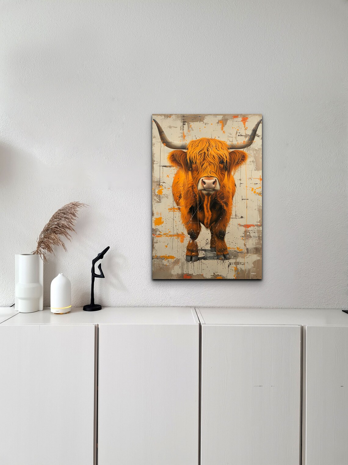Highland Scottish Cow, Mid-Century Modern Art Print - Image 5
