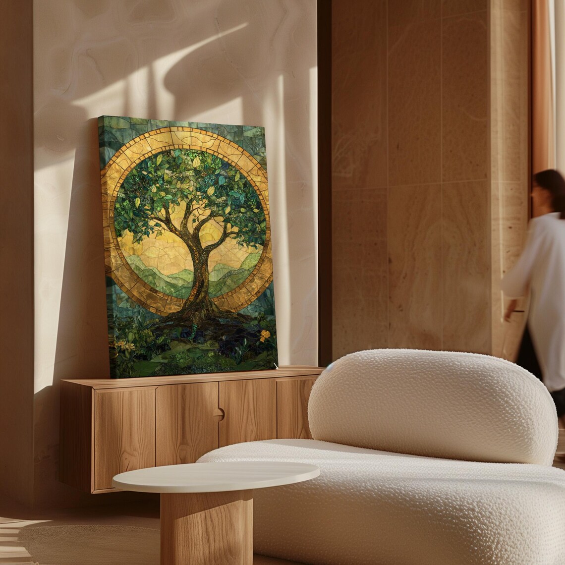 Stained Glass Tree Of Life With Golden Halo Mosaic Nature Poster - Image 7