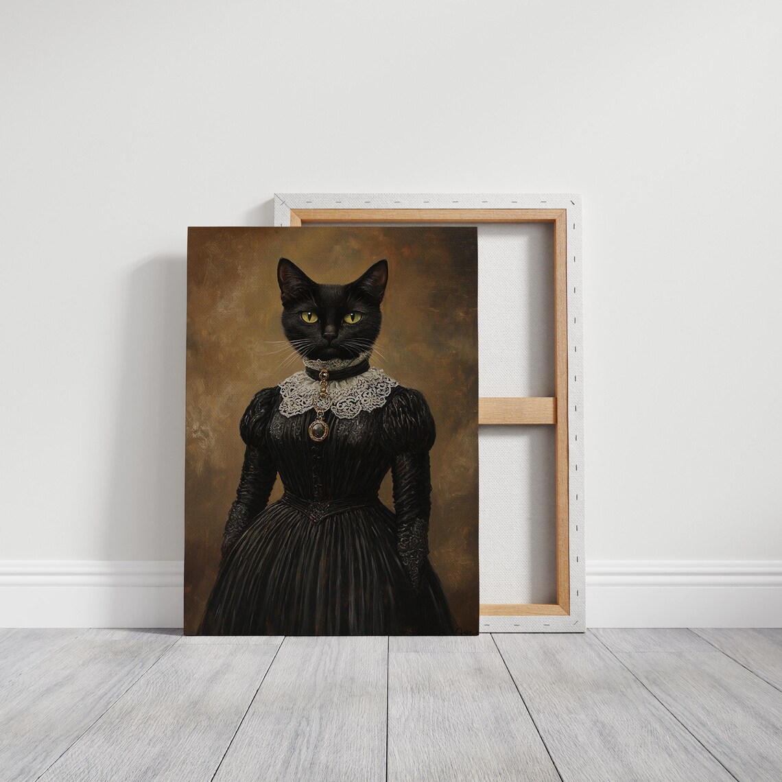 Black Cat Duchess Lace Collar Cameo Pendant Victorian Gothic Portrait Poster - Image 2