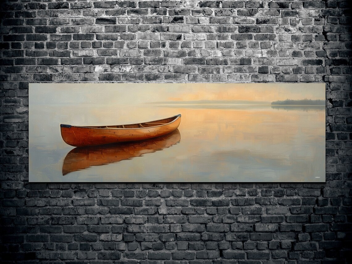 Lone Canoe Rustic Cottage Cabin Art Print - Image 2