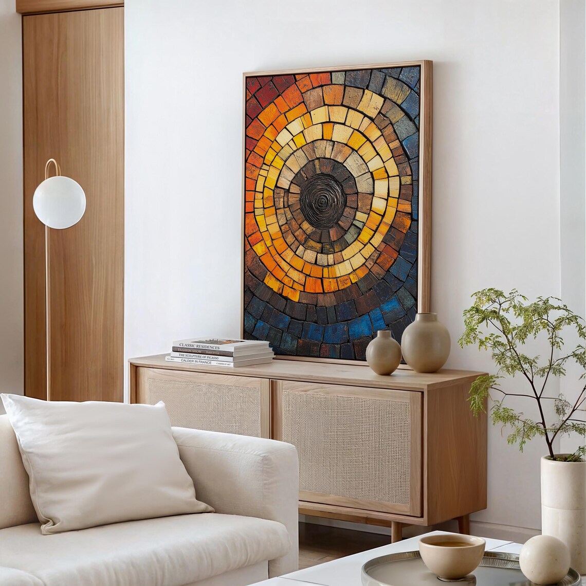 Mosaic Tree Ring Art, Rustic Natural Wall Print