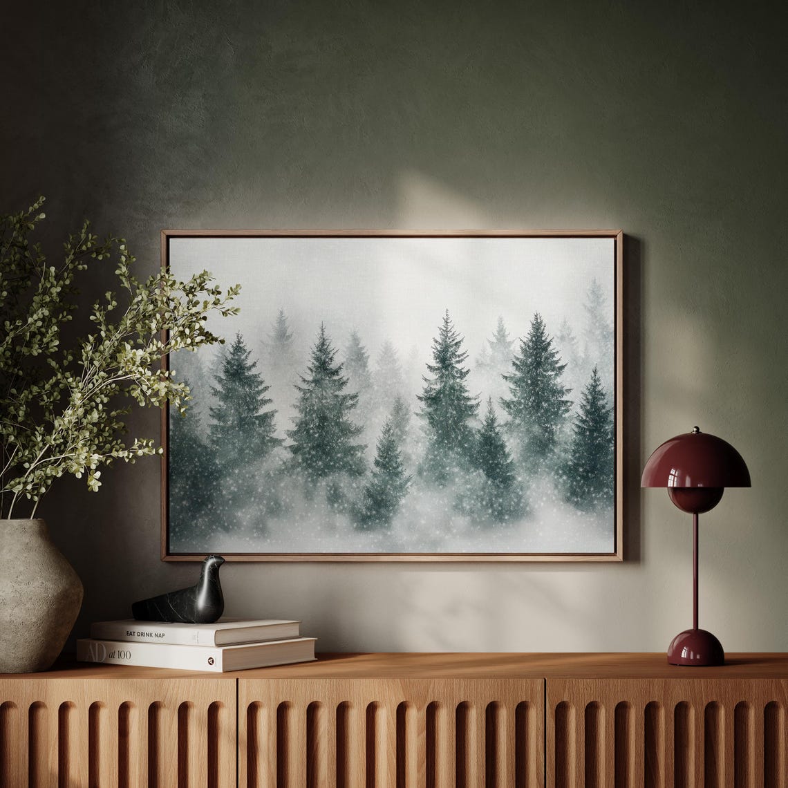Foggy Snow Pine Trees Fading Into A Soft White Winter Mist Poster - Image 4