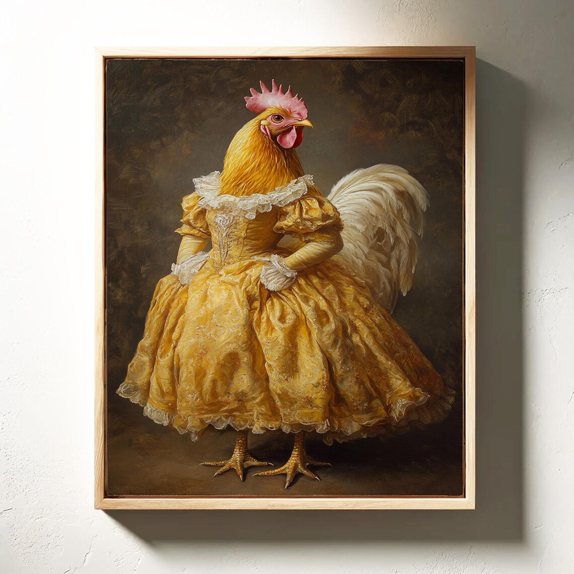 Regal Chicken in Victorian Dress, Farmhouse Art Print - Image 2