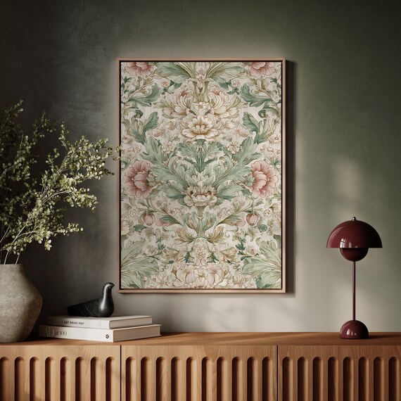 Vintage Floral Pattern Wall Art William Morris Style Botanical Print Elegant Decorative Canvas For Classic Home And Cottage Decor