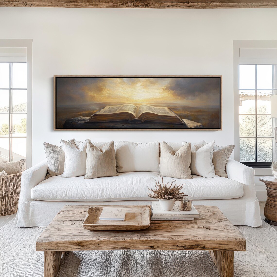 Open Holy Bible Golden Light Spiritual Christian Faith Art Poster