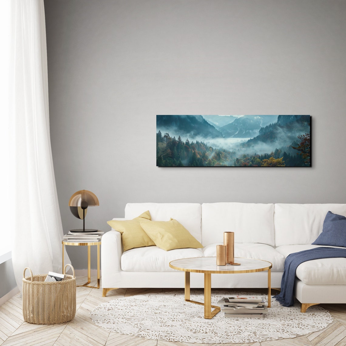Foggy Misty Mountain Valley with Autumn Forest Colors Poster - Image 6