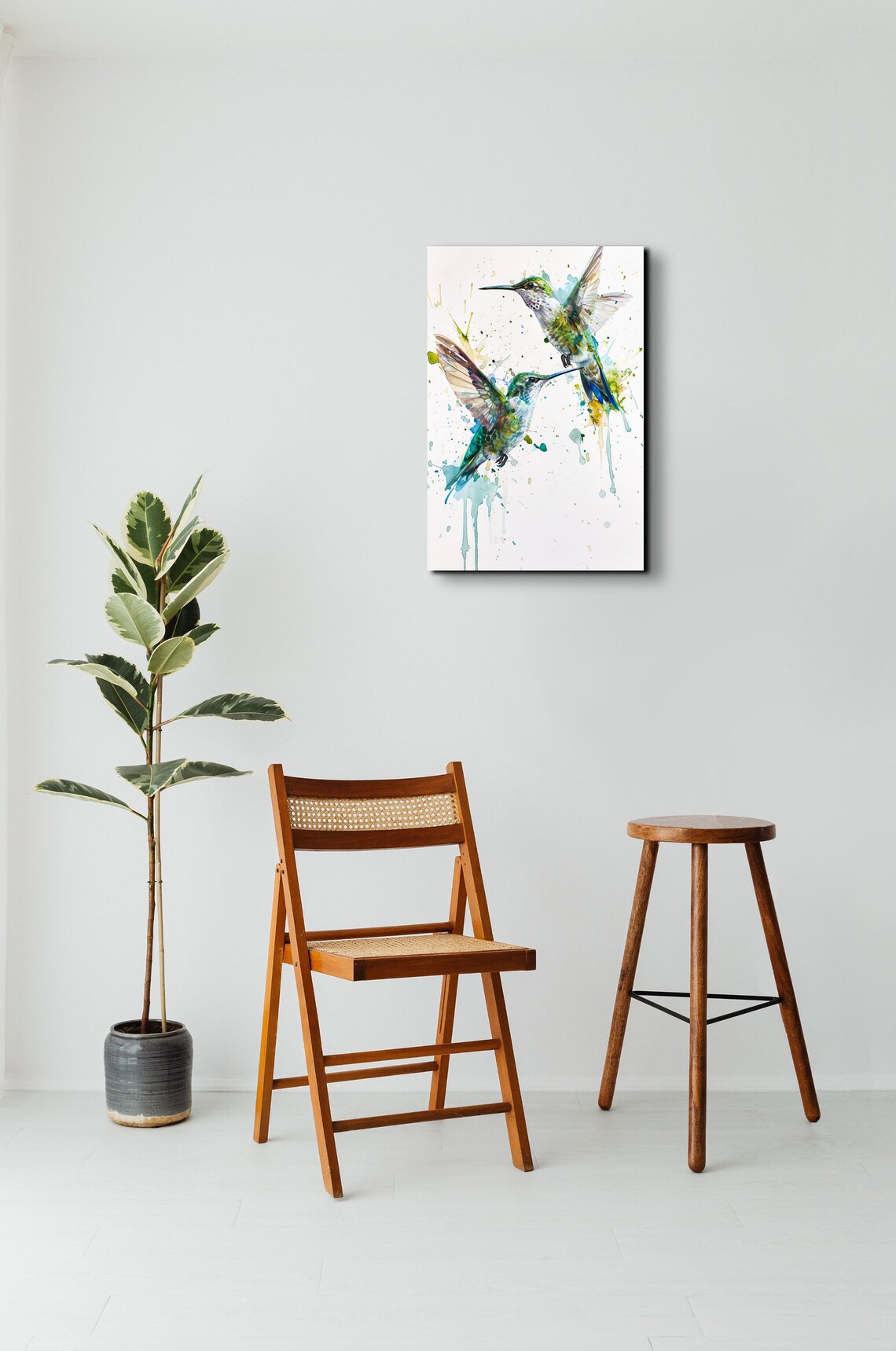 Watercolor Turquoise Hummingbirds Wall Art Print - Image 5