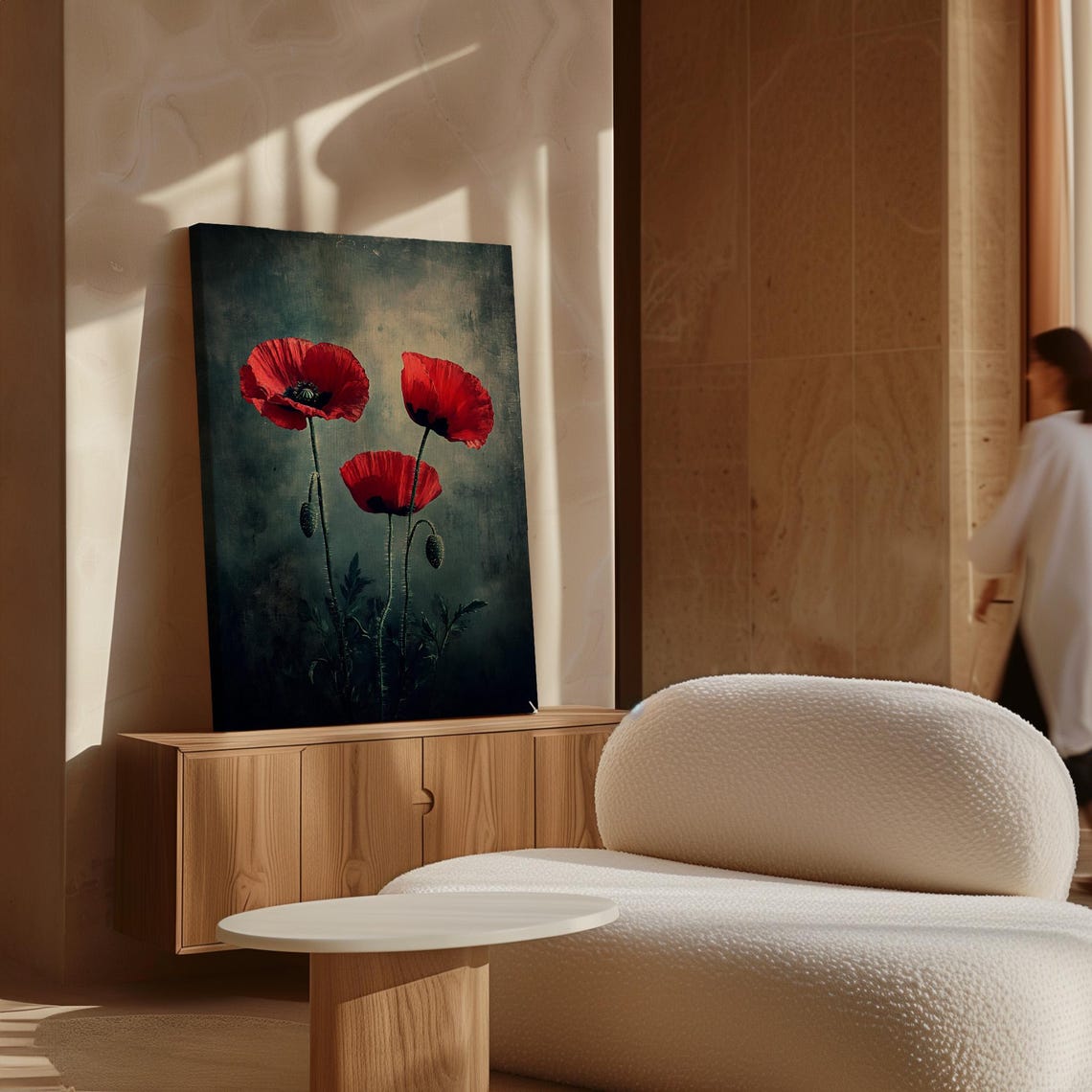 Three Red Poppies on a Dark Background Vintage Botanical Floral Poster - Image 7