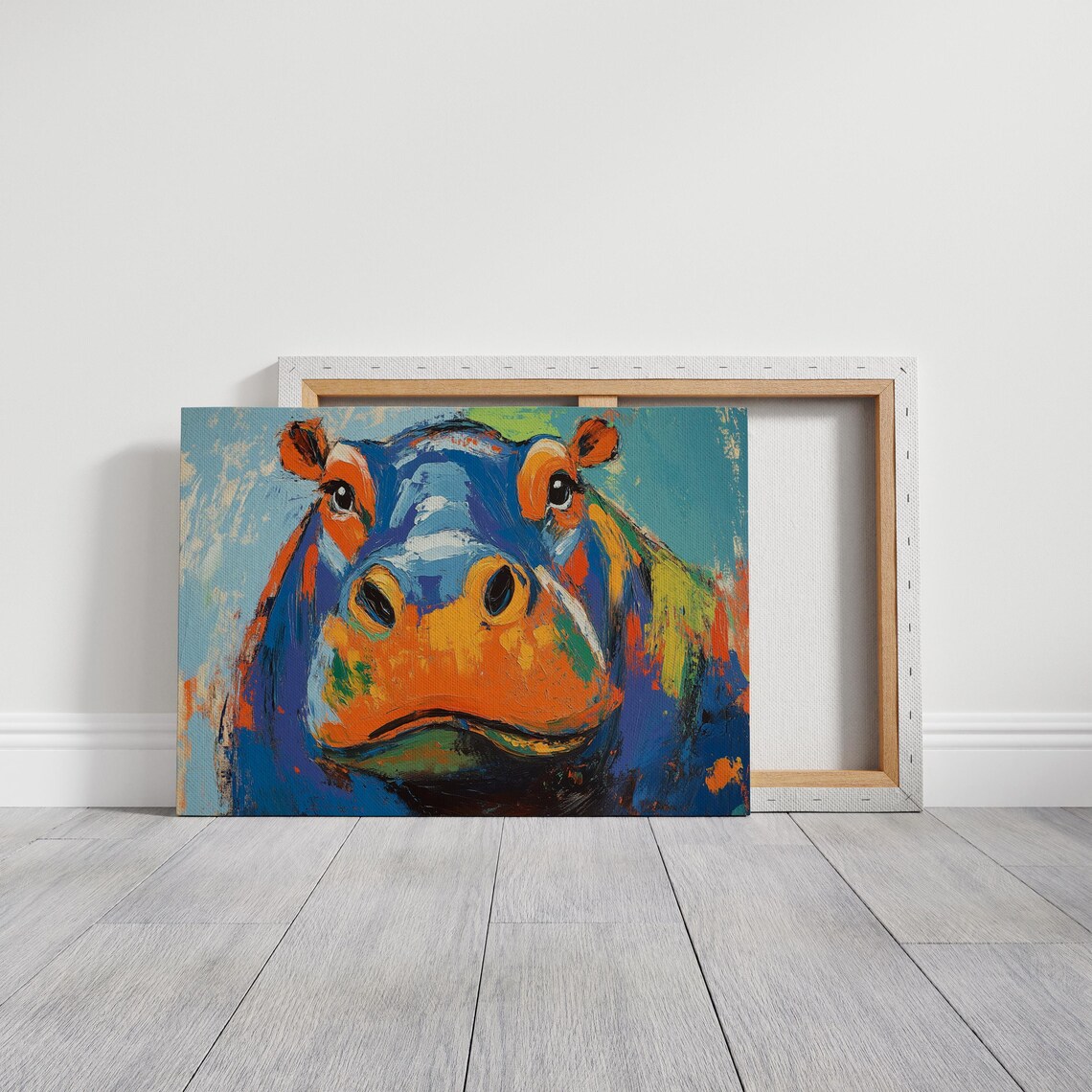 Vibrant Abstract Hippo Portrait Art Print - Image 7