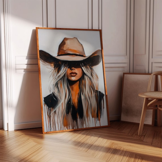 Cowgirl Wall Art, Western Woman Portrait Art Print