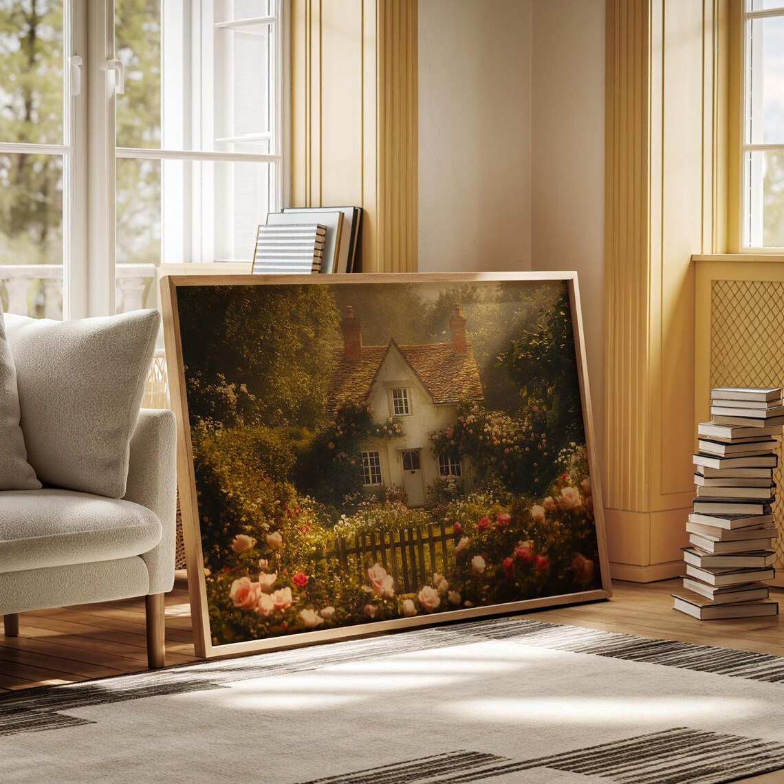 Cottagecore English Cottage Floral Garden Wall Art Print - Image 4
