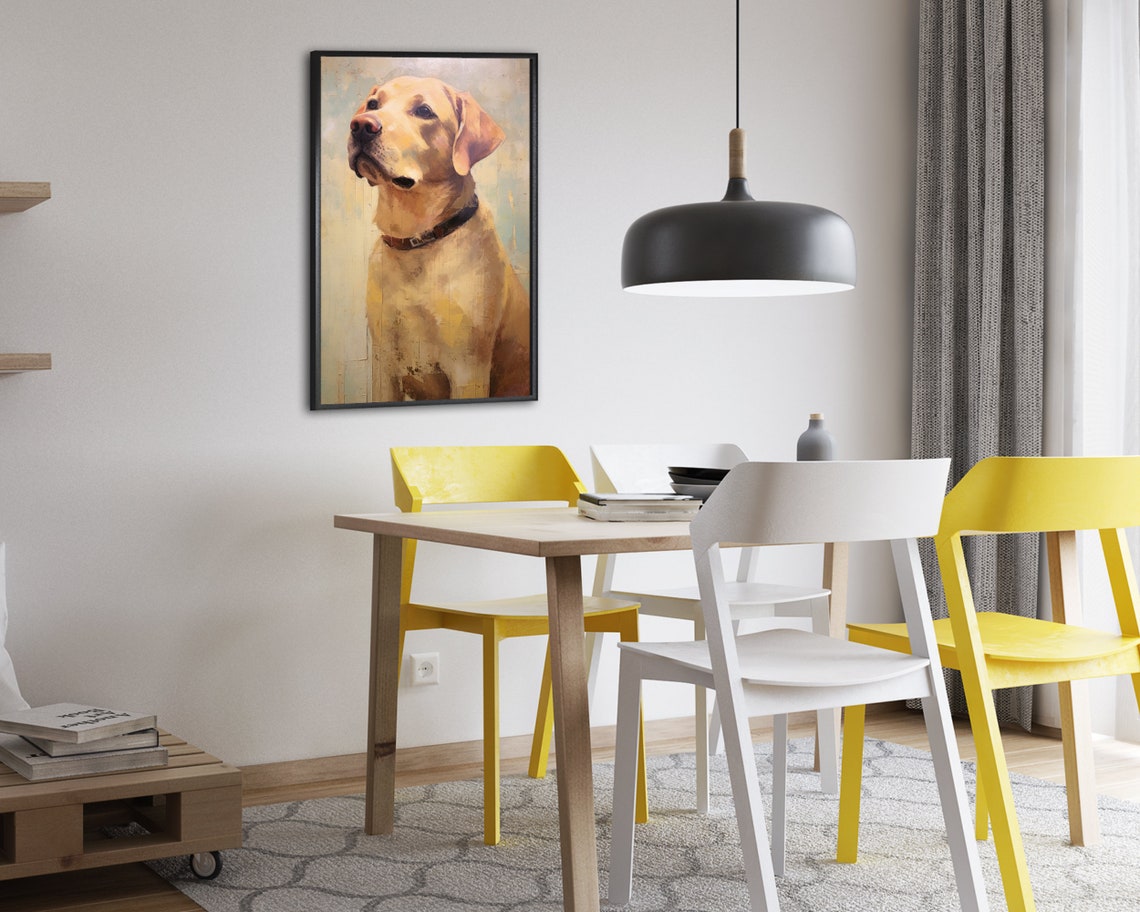 Yellow Labrador Retriever Dark Collar Painterly Dog Portrait Poster - Image 2