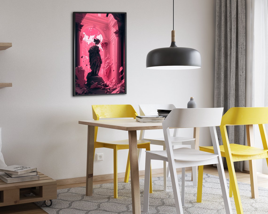 Pink Abstract Poster Print Trendy Aesthetic Wall Art Pink Gift For Her Cute Pastel Home Dcor Wall Art Digitial - Image 2