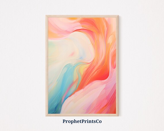 Neon Art Print Contempoary Art Instant Art Print Geometric Wall Art Neon Abstract Painting Wall Art