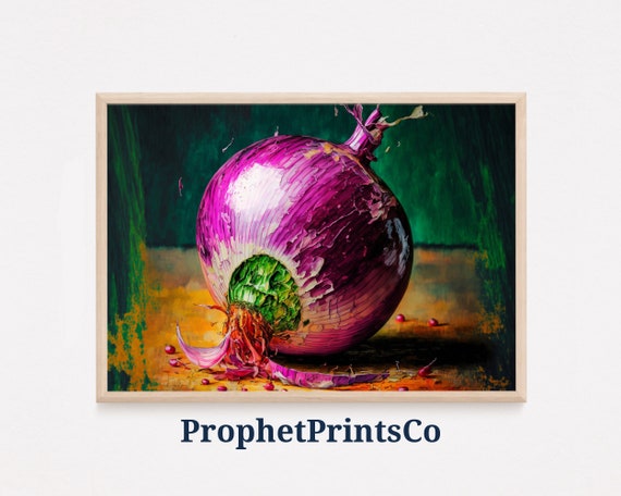 Purple Onion Poster Print Retro Kitchen Wall Art Onion Lover Gift Modern Vegetable Home Dcor Wall Art Digitial