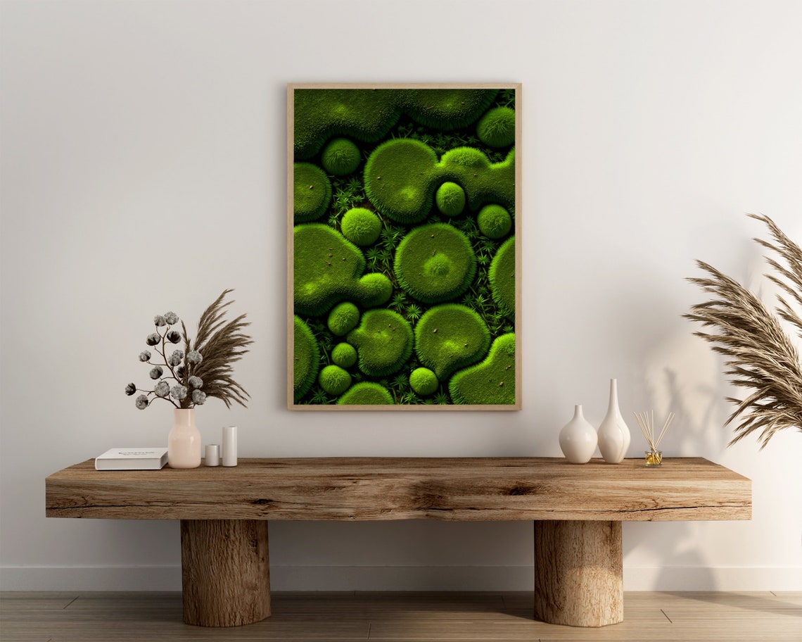 Green Moss Mounds Dome Pattern Macro Botanical Texture Poster - Image 3