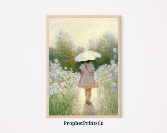 Soft Tone Summer Woman Poster Print Farmhouse Wall Art Summer Gift Cottage Painting Home Dcor Wall Art