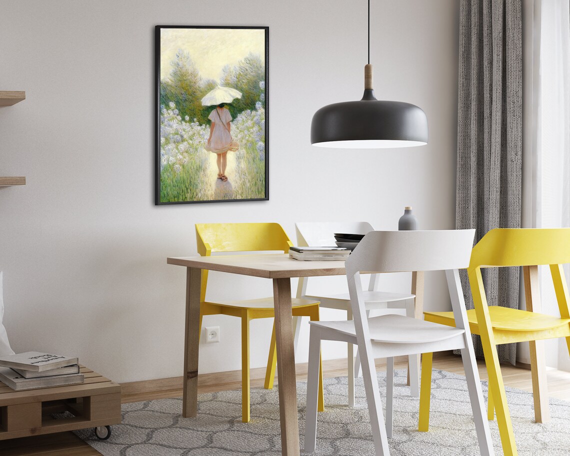 Woman With White Parasol in a Blooming Garden Impressionist Poster - Image 2