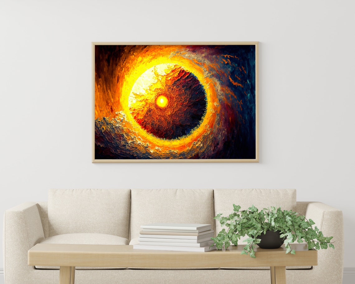 Glowing Sun With Bright Core Partial Eclipse Oil Painting Poster - Image 3